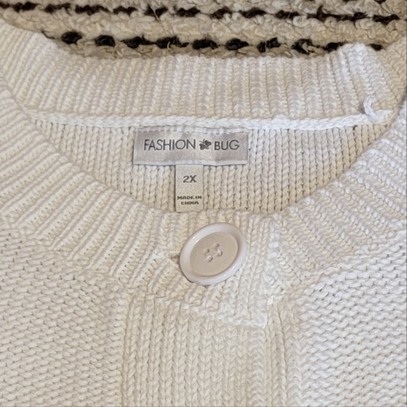 Fashion Bug 3 button bright white soft heavyweight cardigan sweater - Picture 5 of 9